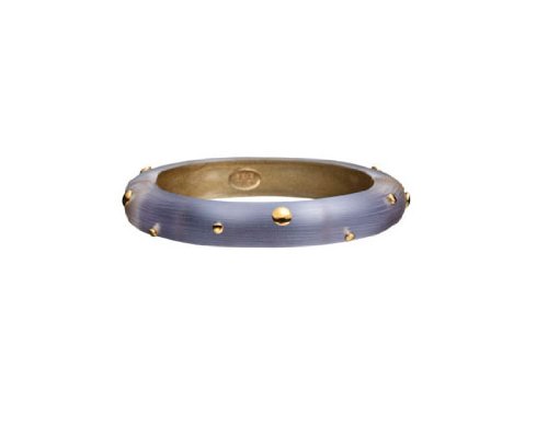 Alexis Bittar Lucite Bracelet - Studded Gold Cuff Wisteria
