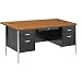 Sandusky 600 Series Steel Double Pedestal Teachers Desk with Maple Top, 60" Width x 29-1/2" Height x 30" Depth, Black Base