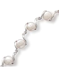7 Inch 14k White Gold 10-11mm Coin Pearls Bracelet