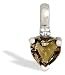 14K White Gold Genuine Heart Smoky Quartz and Diamond Pendant