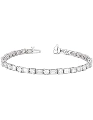 14KT White Gold Stunning Diamond Tennis Bracelet featuring 40 Baguette Cut and 20 Round Brilliant Cut Diamonds in a High Polished Setting. 4 5/8 CTW