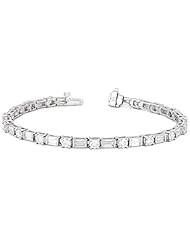 Platinum Stunning Diamond Tennis Bracelet featuring 36 Baguette Cut and 18 Round Brilliant Cut Diamonds in a High Polished Setting. 6 1/5 CTW