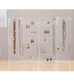 Clear Acrylic Earring & Necklace Keeper Folded Jewelry Organizer (13H x 17.5W x 0.5D)