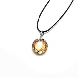 Brown leather Cord Brown Faceted Crystal Round Shape Necklace