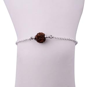 Kadima Swarovski Elements Crystal Disco Ball Smoked Topaz Bracelet,Bracelet Length 7.5 Inches, Ball Size:8mm