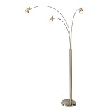 Brushed Chrome Bullet Arc Halogen Floor Lamp
