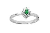 0.25 Ct 14k Marquise Emerald and Diamond Ring