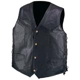 Diamond Plate Solid Genuine Leather Vest Extra Large Antique Brass Hardware Quilted Lining