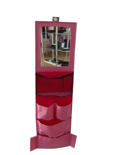 H & L Russel Hanging Storage and Plastic Mirror, Pink, 90 x 25 cm