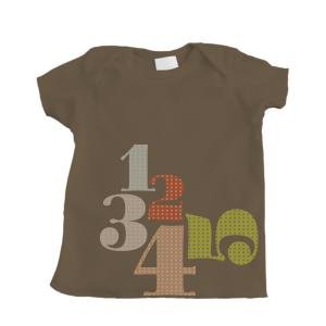 Boy's Brown Infant T-Shirt with Numbers Design