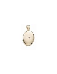 Solid 14k Premium Weight Yellow Gold Oval with Center Diamond Picture Locket 3/4 inch x 1 inch