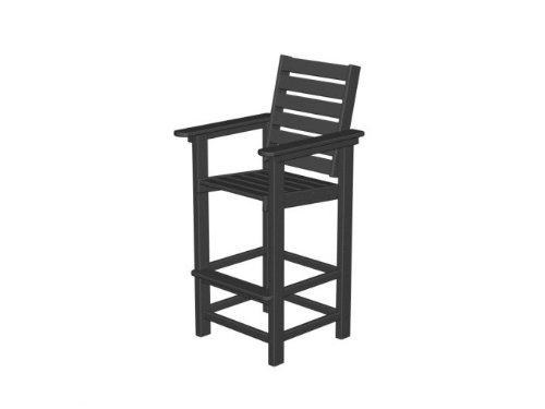 Recycled Earth-Friendly Oceanic Outdoor Patio Bar Chair - Black