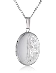 Sterling Silver Engraved Oval Locket, 18"