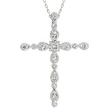 14K White Gold Diamond Cross Pendant -- 0.50 Ct.