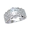 Sterling Silver Rhodium Engagement Ring with Clear CZ - Size: 6-9