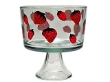 ArtisanStreet's Strawberry Trifle Bowl. Hand Painted Glass Bowl Features Bright Red Strawberries. Made to Order. Signed by Artisan