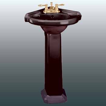 Black Sink Black Vitreous China, Portsmouth Corner Pedestal Sink Black 32 3/4in. H