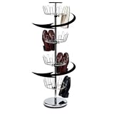 Revolving Shoe Tree Jumbo 4 Tier Rack for 24 Pairs in Satin Silver (2135) by Whitney Design