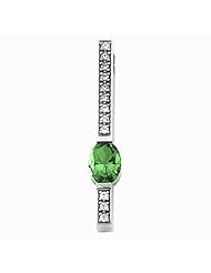 14K White Gold Oval Cut Emerald and Diamond Pendant -- LIFETIME WARRANTY