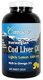 Carlson Lightly Lemon Cod Liver Oil 1000mg, 300 Softgels Carlson Lightly Lemon Cod Liver Oil 1000mg, 300 Softgels