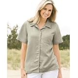 Ladies' Palm Tree Jacquard Camp Shirt at Bill Blass