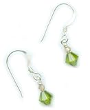 Baerreis - Delicate Small Sparkling Green Swarovski Crystal Drop Earrings on Sterling Silver French Earwires - Hand Crafted Artisan Jewelry USA