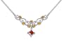 1.50 carats total weight Princess Cut & Round Shape Garnet & Citrine Necklace in Sterling Silver