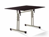 Sieger 1360-60 Gastro-Tisch mit Puroplan-Platte 120 x 80 cm, Stahlrohrgestell champagner, Tischplatte Schieferdekor, mocca