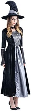 Kashow Halloween Cosplay Party Costumes Adult Fancy Dress Long Witch Costumes (Black)