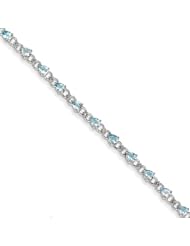Sterling Silver Aquamarine And Diamond Bracelet, Best Quality Free Gift Box Satisfaction Guaranteed