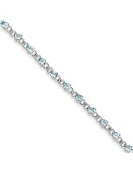 Sterling Silver Aquamarine And Diamond Bracelet