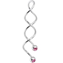 Pink Cz Super Spiral Twister Belly Ring