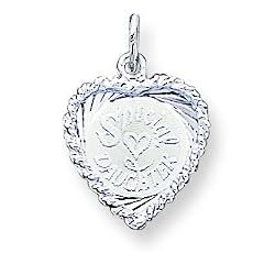 Sterling Silver Special Daughter Heart Disc Charm with 20 inch Sterling Silver Chain