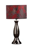 Premier Housewares Gunmetal Ceramic Glamour Table Lamp with Red Fabric Shade