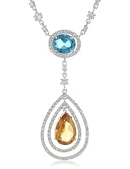 Sterling Silver Multi-Color Rhodium Plated Pendant Necklace
