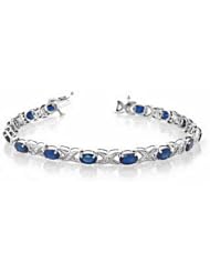 14k Gold 7.83ct tw Oval 6x4 Sapphire and Diamond Bracelet