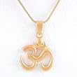 Om (Aum) Open Cut-Out Design Pendant in Gold Vermeil on a 16" Gold Filled Snake Chain, #8337