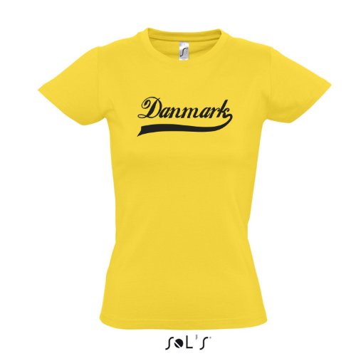 Damen T-Shirt – Dänemark Oldschool Danmark LÄNDERSHIRT EM / WM FAN Trikot S-XXL , Gold – schwarz , XL