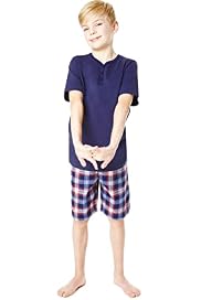 Pure Cotton Y-Neck Checked Short Pyjamas