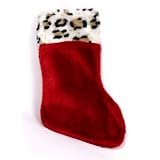 Plush Christmas Stocking 14" Trimmed with Animal Print