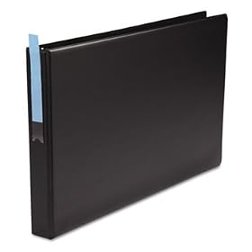 Wide Base Round Ring Binder With Label Holder, 1 Capacity, 11 x 17, Black