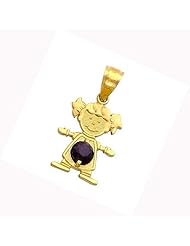 14K Yellow Gold Girl Birthstone Charm Pendant February Simulated Amethyst
