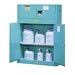 Justrite 24150 Safety Cabinet for Corrosive Liquids, 2 Shelves, 2 Sliding Doors, Forty-Nine 2-1/2 Liter bottles, 60"Height, 42"Width, 7-7/8"Depth, Wood, Blue