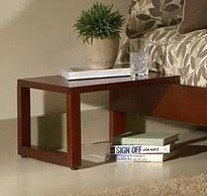 Wood Nightstand Bed Side Table - Murray Platform Contemporary Design in Mahogany Finish