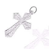 925 Sterling Silver Jewelry, Stunning Filigree Cross Charm, Adjustable Fit, Plus Free Special Gift Pouch
