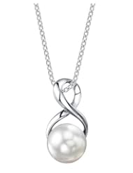 Jewelry: 9mm White Freshwater Cultured Pearl Infinity Pendant - The Pearl Source