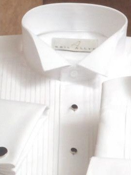 Tuxedo Shirt - Neil Allyn Wing Collar 1/4 Inch Pleat, 65% Polyester/35% Cotton