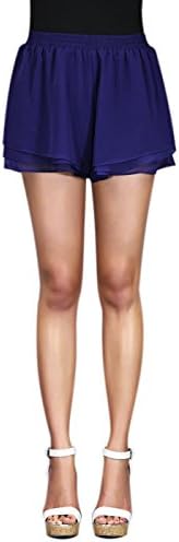 Sans Souci Tiered Ruffled Tap Chiffon Shorts With Stretchy Elastic Waist Band