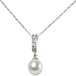 Sterling Silver CZ Freshwater Pearl Drop Necklace - 16 Inches