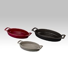 Lot de 3 plats en c�ramique ovale